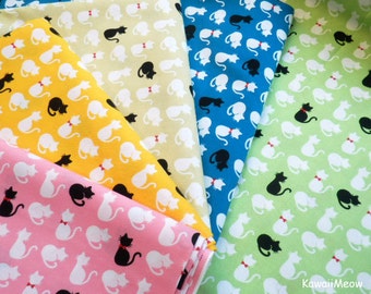 Kawaii Japanese Fabric - Cute Cats - 5 Fat Quarter Bundle Set (sh151016)