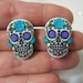 FREE SHIPPING! Blue Sugar Skull Stud Earrings-Halloween Earrings-Day Of The Dead Earrings