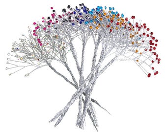 Crystal Rhinestone Spray Branch, 7-1/2-Inch, 12-Count