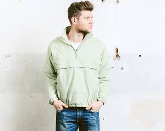Mens 80s SKI JACKET . Vintage Smock Coat Snowboarding Jacket Puffer 1980s Sportswear Activewear Mint Green Outerwear . size Medium M