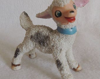 Vintage 1950's Salt Glazed Anthropomorphic Textured Lamb / Sheep Figurine