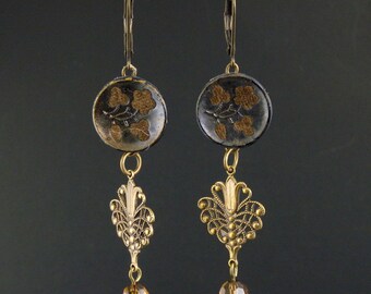 Antique perfume button earrings