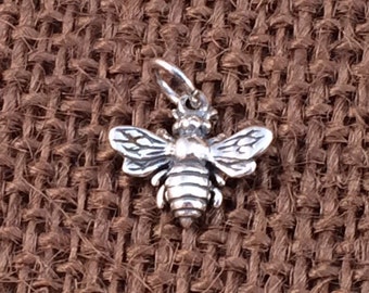 Bee Charm, Bee Pendant, Honeybee Charm, Sterling Silver Charm, Sterling Silver Pendant, PS0103