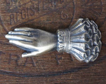 Vintage French Brass Stamping/Hand Jewelry/Cuffed Hand/Ladies Hand/Victorian/French Findings