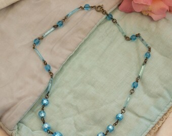 Vintage foil glass bead necklace