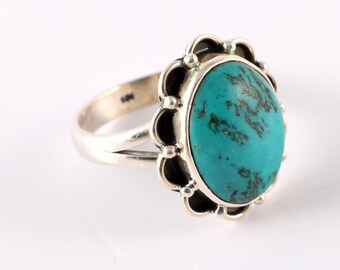 Turquoise 92.5 sterling silver ring size 8 us