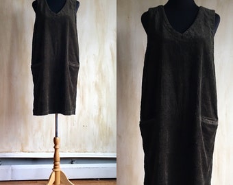 Olive Corduroy Jumper Dress size medium