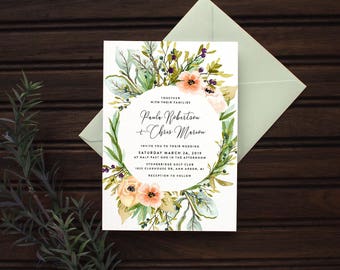 Meadow Watercolor Floral Wedding Invitation Set