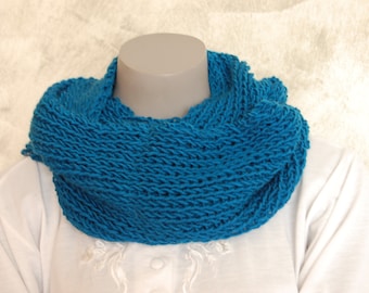 Knitted Snood hand ribbed Blue 1/1