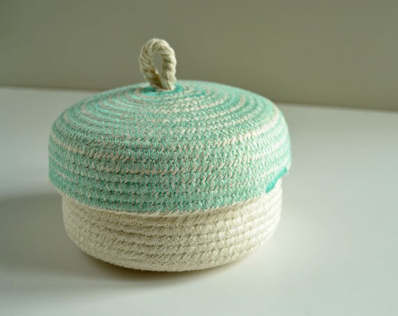 Small rope box, Home office box, Jewellery holder, box, Coastal decor, Box with lid, Cotton box, Gift box, Mediterranean style, rope box