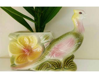 Vintage Shawnee Pottery Bird And Flower Planter-Mid Century