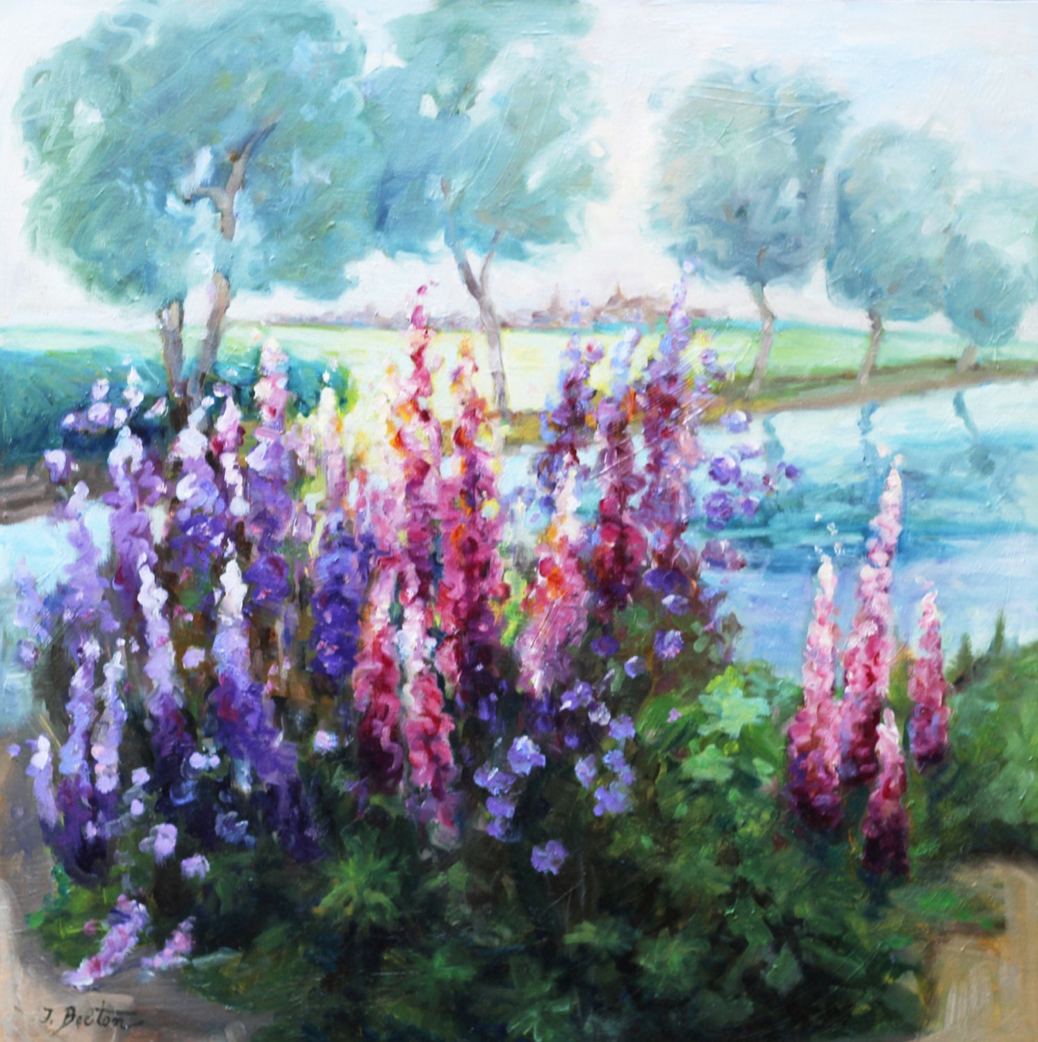 Lupine Flower Painting Original Oil Painting Modern Still