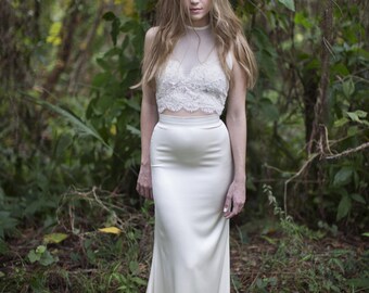 Reese bridal lace crop top