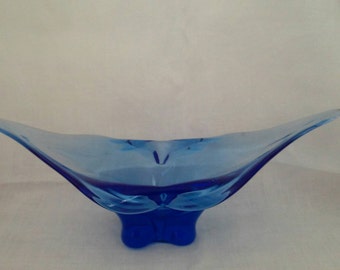 Cup Bowl dish vintage blue Murano glass made in Italy