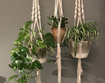 Macrame Plant Hanger, Macrame Plant Holder, Hanging Planter, Macrame Hanger, Handmade Basket, Natural Cotton, Home Décor, Boho, Knotting