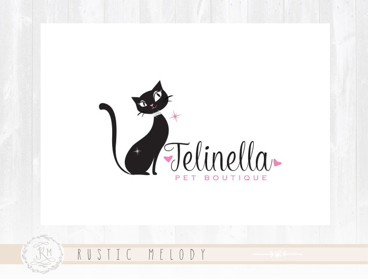 Cat Logo Design Fashion Logo Boutique Logo Pet Shop Logo Kitty