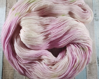 Hand Dyed, Superwash, Merino Nylon, Sock Yarn, 100g, "Blossom", socks, wool, merino wool, knitting, crochet, knit, green, pink