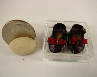 Miniature Leather Mary Janes-Miniature Cranberry Shoes-Miniature Leather Shoes-Little Mary Janes
