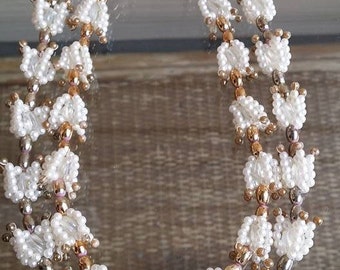 Vintage faux seed pearls beads necklace