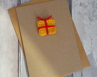 Christmas present card, crochet gift, greetings card