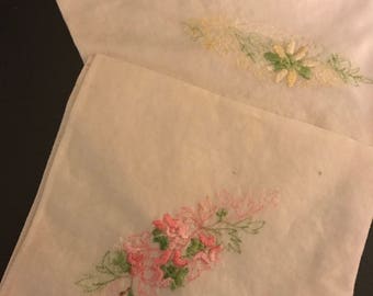 2 Vintage embroidered hankies handkerchiefs