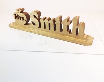 desk name plate teacher personalized sign nameplate wooden office custom