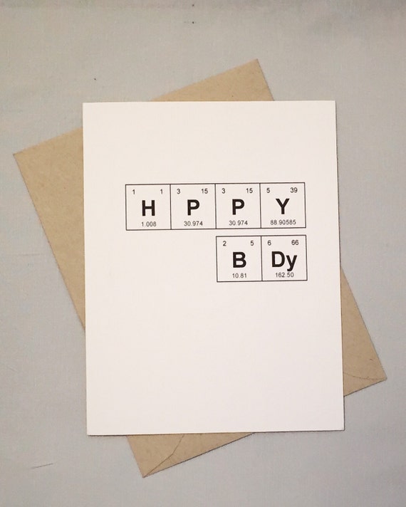 Happy Birthday Card Periodic Table of the Elements HPPY