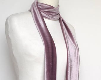 Purple Lavender Velvet Scarf, Skinny Scarf Velvet, Scarf Headband, Women's Skinny Scarf, Necktie, Neck Scarf, Headband, Turban