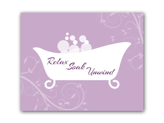 Bathroom Wall Art Purple Decor Relax Soak Unwind Bathroom Wall Art Purple Decor Relax Soak Unwind