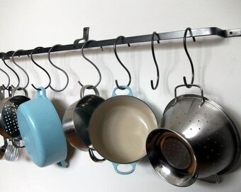Wall pot rack, bespoke lengths, pan, hanging, kitchen, mounted, made to measure