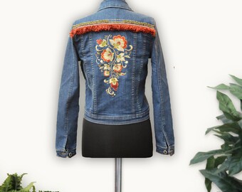 Denim Jacket, Denim, Embroidered Denim Jacket, Embroidered denim, jacket, Jean Jacket, Women's Jean Jacket, denim, jean, boho jacket