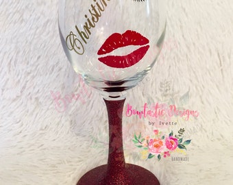 Personalized Wine Glass, Glitter Wine Glasses, Bling Wine Glass,wine gifts, Wine Glass, Wine