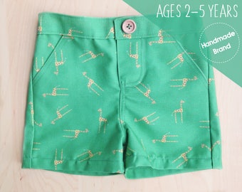 Giraffe Shorts, Boys Shorts, Toddler Shorts, Kids Shorts, Safari Shorts, Animal Shorts, Green Shorts, Summer Shorts, Beach Shorts, Holiday
