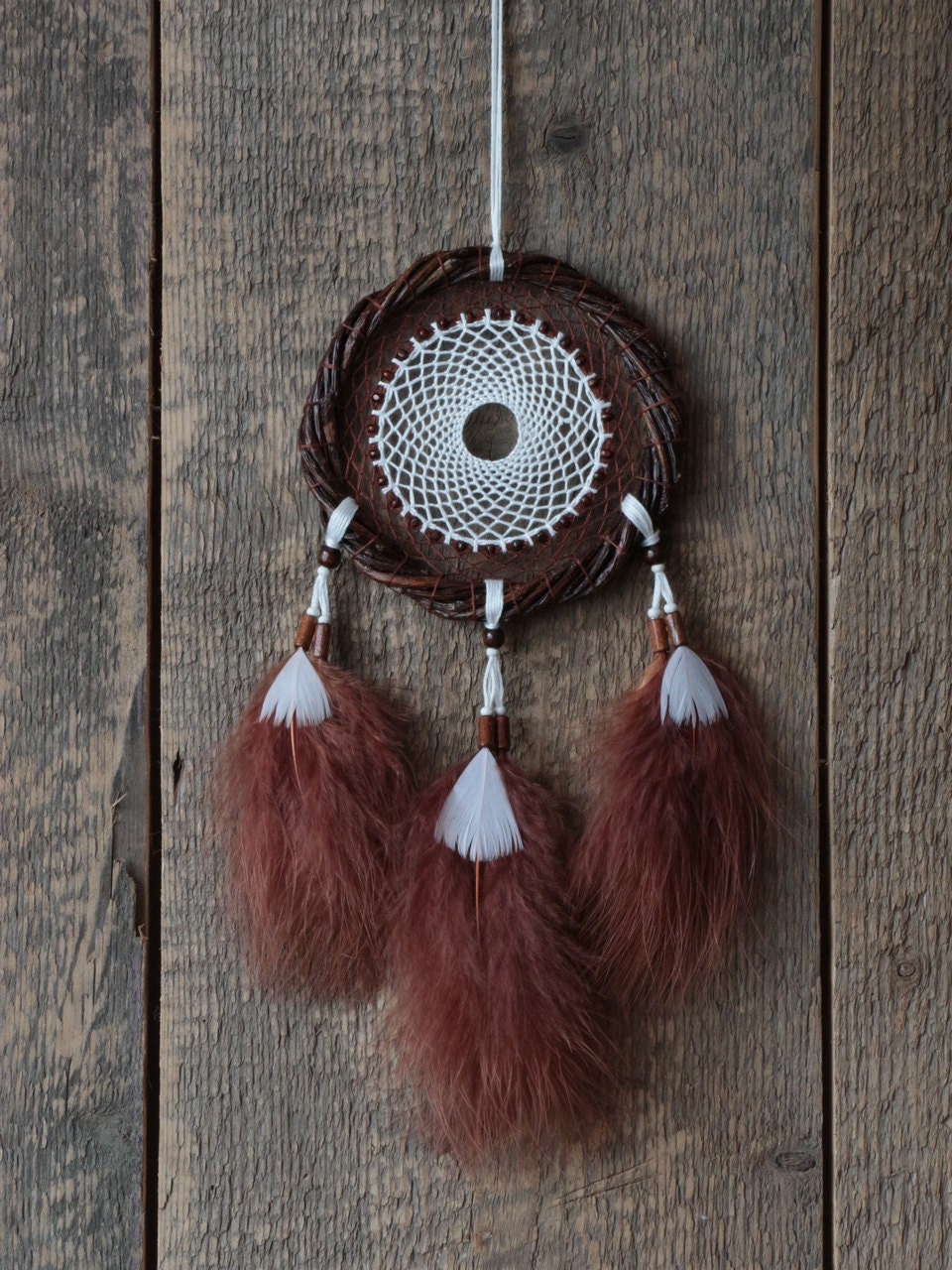 Dream catcher Willow hoop dream catcher Brown and white