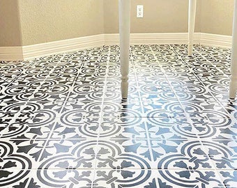 Augusta Tile Stencil - Portuguese Tile Stencils - DIY Faux Tiles - Reusable Stencils for Easy and Fun DIY Home Decor