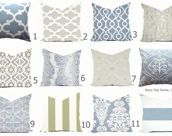 Pillows Cover Custom - Dusty Ice Blue Spa White Ash Smoke Milky Gray Grey Modern Geometric Tribal Quatrefoil 18x18, 16x16