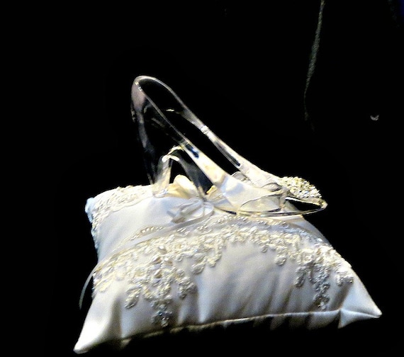 Fairytale Cinderella glass slipper .ring bearer pillow