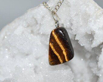 Yellow Tiger Eye Pendant- Reiki Crystal Therapy, Crystal Grid, Protection, Wicca, Pagan, Healing