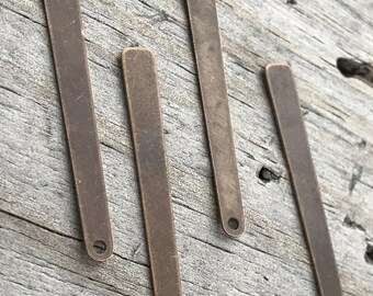 Vintaj Natural Brass 40x5mm Tapered Rectangle 23ga Blank 6 pcs.
