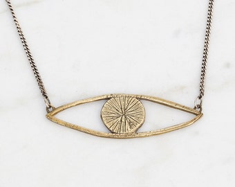Eye talisman necklace - brass on silver