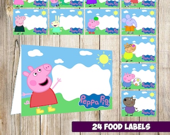 24 Peppa Pig Food Tent Cards instant download, Printable Peppa Pig Labels, Peppa Pig labels party printable