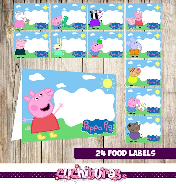 24 peppa pig food tent cards instant download printable peppa