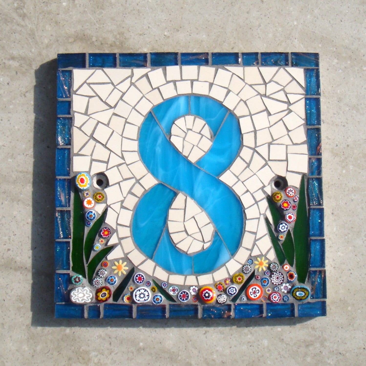 Mosaic House Number House Sign Plaque Street Address Yard