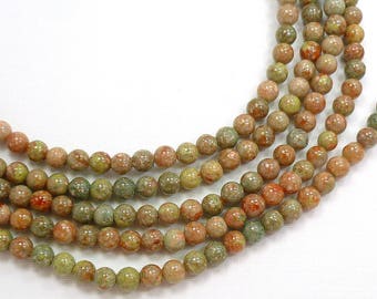 8mm round Autumn Jasper Semi Precious Stone beads, Full Strand
