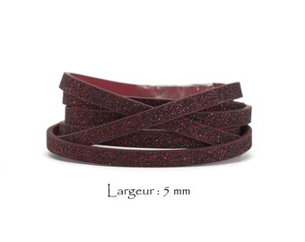 1.2 M - sequin - w leather cord: 5 mm / Ep. : 2 mm - dark red color