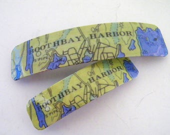 Boothbay Harbor French Barrette - Mother Daughter gift - Mainemade - with Resin Coat - Boothbay Harbor Maine