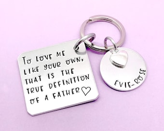 Step dad Gift, Step Father Gift, Step Dad Keyring, Personalised Gift For Step Dad, Fathers Day Gift, Thank You Dad, Stamped Keyring Keychain