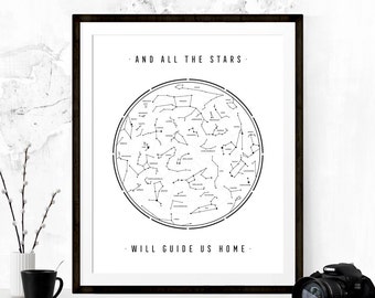 Constellations, Star Chart, Constellations Print, Astronomy Poster, Star Chart Print, Constellations Map, Constellation Poster, Bedroom Art