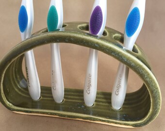 Toothbrush Holder Ceramic Mediterranean Green