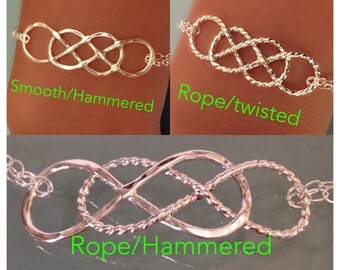 Sterling silver double infinity bracelet, Double infinity bracelet, sterling silver layering bracelet